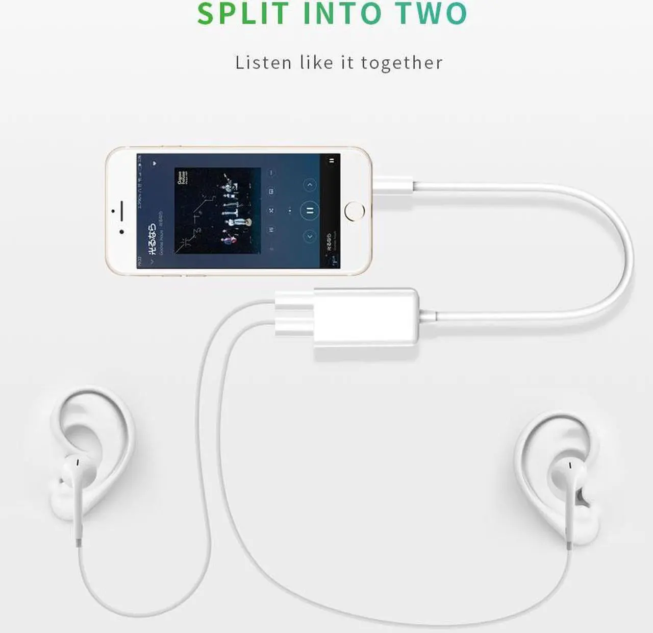 Alt view image 6 of 6 - 2PCS 3.5 Jack Aux Audio Cable earphones Splitter Adapter 1 to 2 for Apple iPhone 4 5 5s 6 6S plus iPad iPod laptop MP3 Player