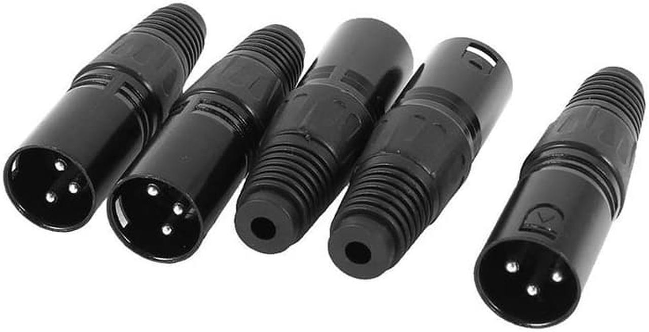 1Pcs 5x Black Solder XLR Male Plug 3Pin Microphone Audio Connector Adapter