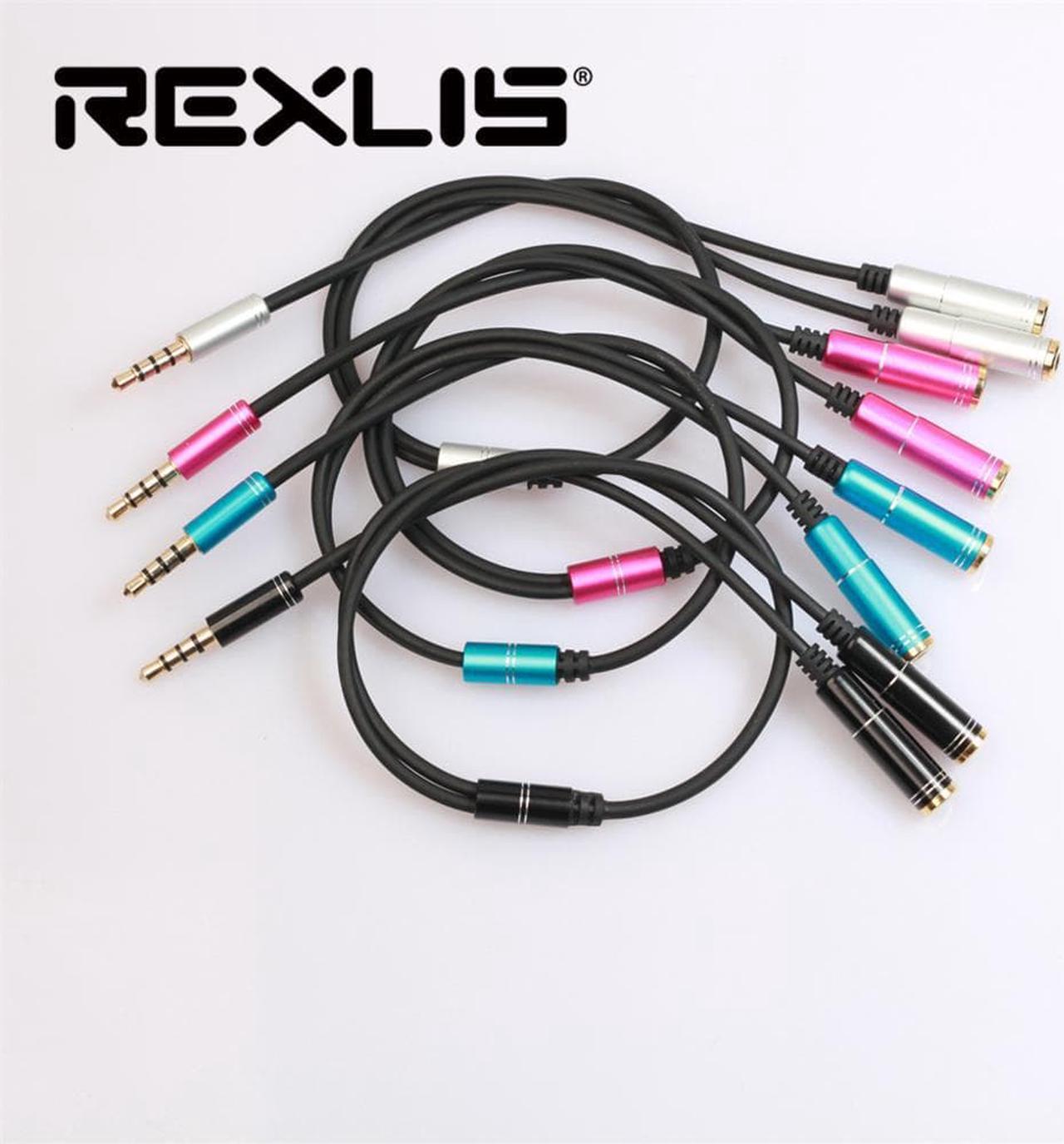 1Pcs REXLIS 3.5mm Audio Stereo Y Splitter Cable 3.5mm Male to 2 Port 3.5mm Female for Earphone and Headset Splitter Adapter