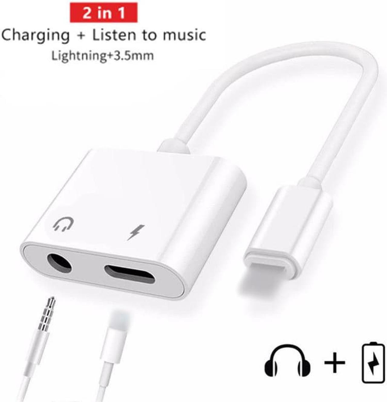 1Pcs 2 in 1 Aux Audio Charging Adapter 3.5mm Jack Connector Earphone Headphone Cable For iPhone Xs Max Xr X 8 7 Plus Charger Splitter