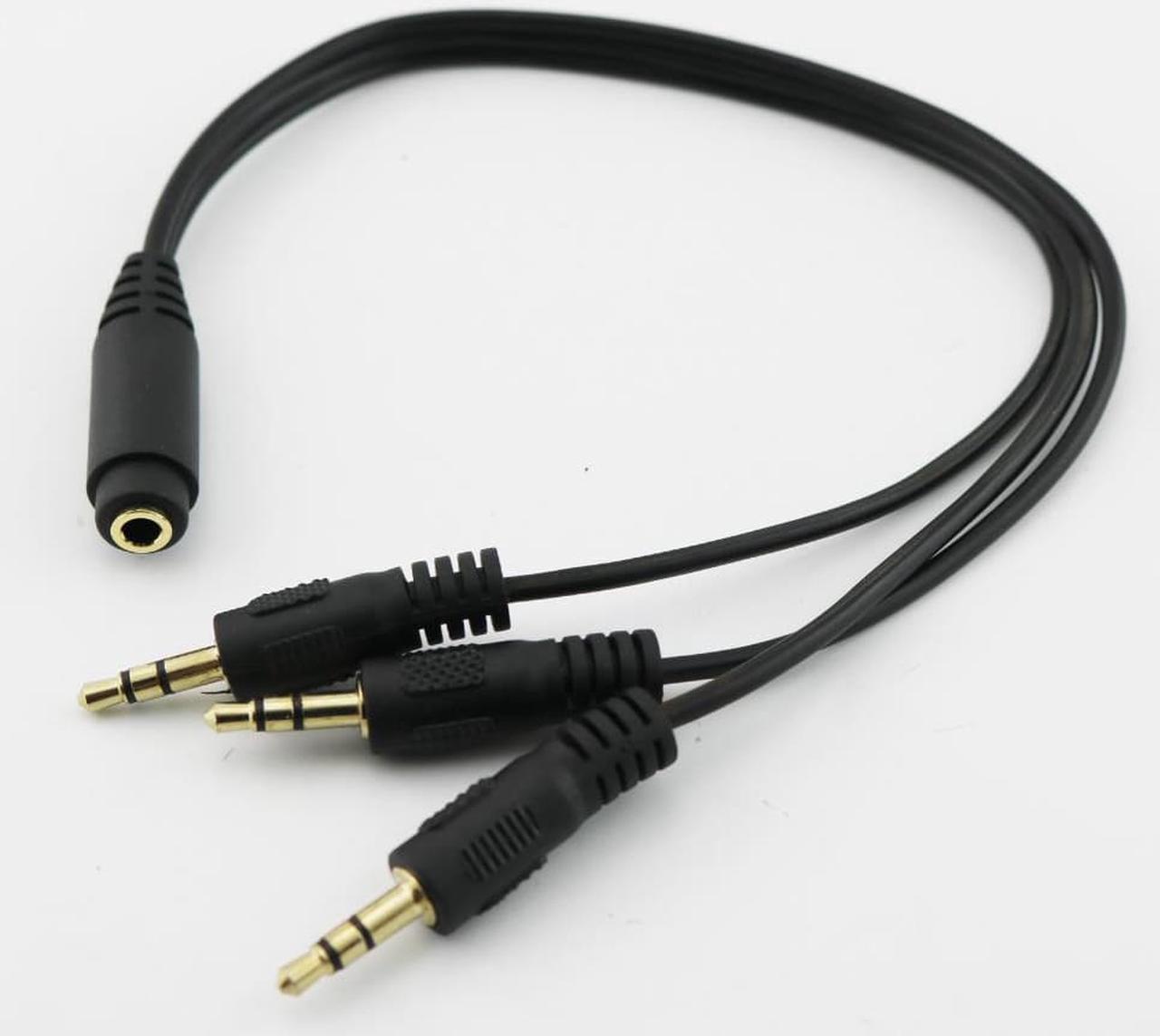 10x Gold Plated 3.5mm TRS Stereo Female 3 Pole Jack to 3x 1/8" 3 Pole Male Plug Audio Headphone Adapter Splitter Cable 30cm/1ft