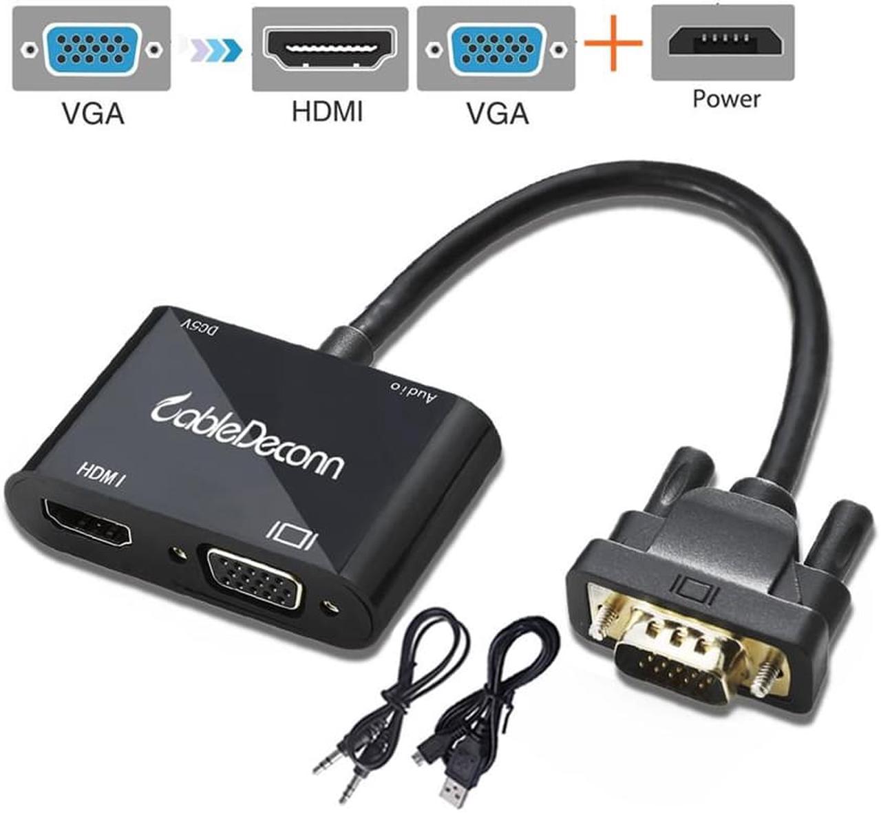 1Pcs VGA Adapter to HDMI VGA Splitter with 3.5 mm Audio Converter Support Sync Display for PC Projector HDTV Multi port VGA Adapter