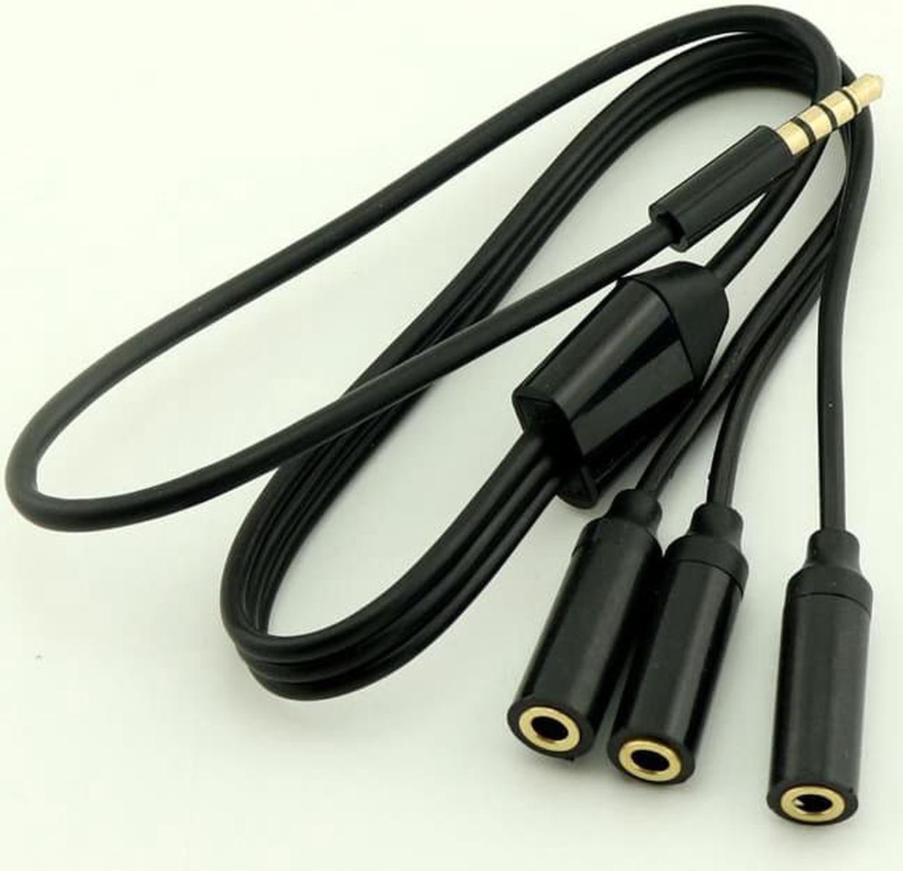 10pcs 3.5mm TRRS 4 Pole Male Plug to 3x 1/8" 3.5mm Stereo 4 Pole Female Audio Splitter Adapter Cord Cable 50cm