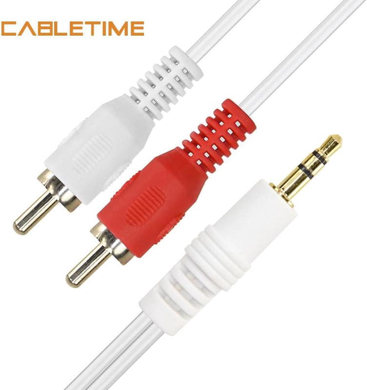 1Pcs CABLETIME 3.5mm Jack Male To 2RCA Male Aux Cord Cable Stereo Audio Splitter Adapter For VCD Sound System Home Theater N193