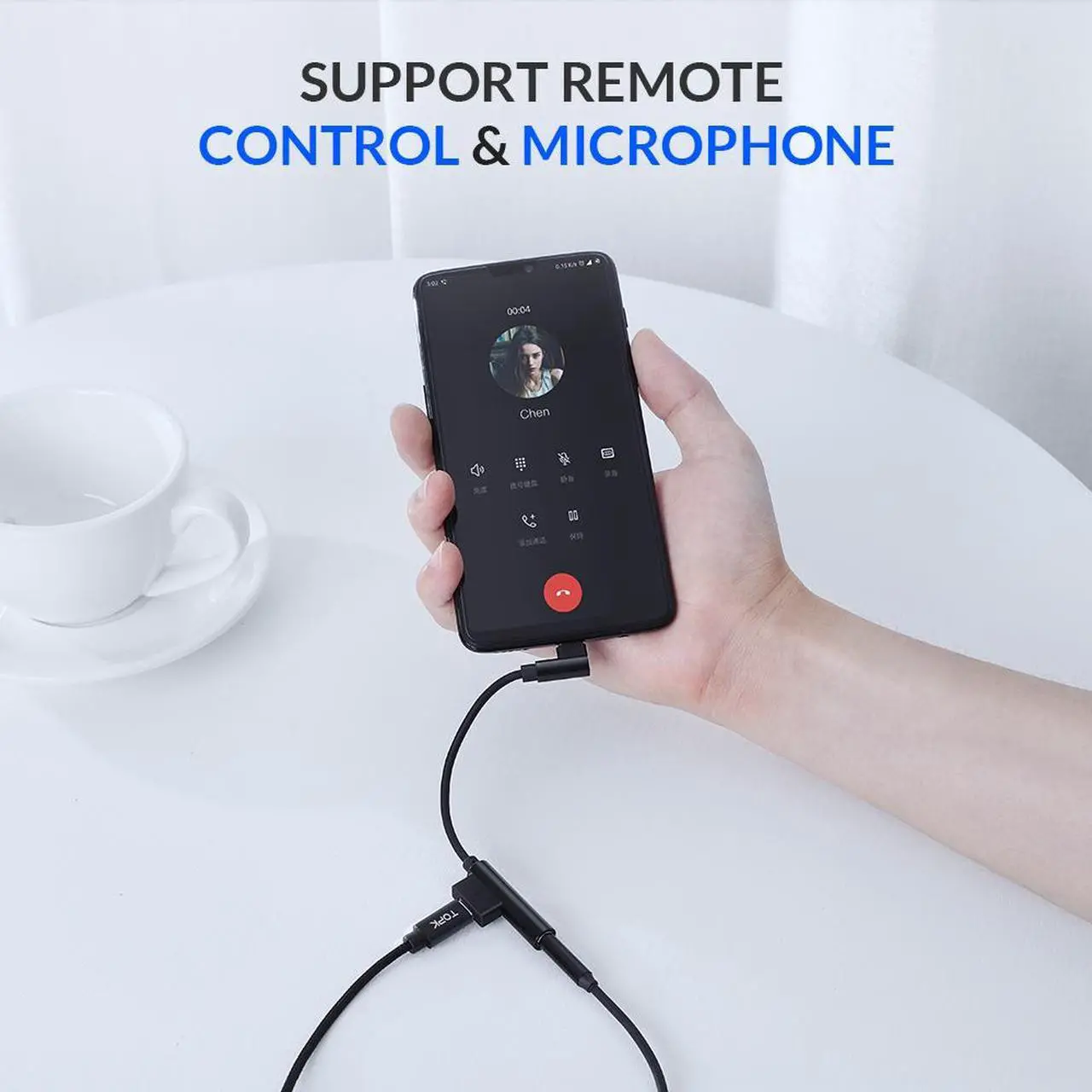Alt view image 6 of 6 - 1Pcs TOPK 2 in 1 Splitter Headphone USB Type C to 3.5mm Aux Audio Jack Adapter USB C Cable for Xiaomi Redmi Note 7 Huawei Samsung