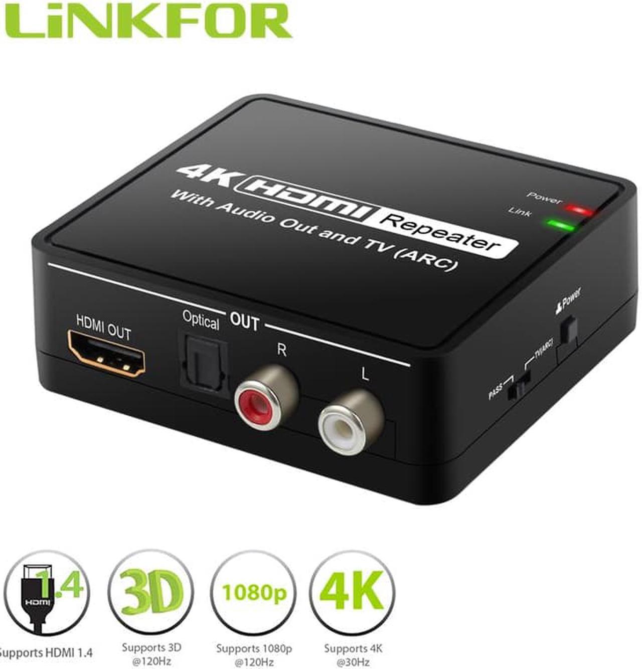 1Pcs LiNKFOR HDMI to HDMI and Optical TOSLINK SPDIF + L/R Stereo Audio Extractor with ARC Function HDMI Audio Splitter Adapter