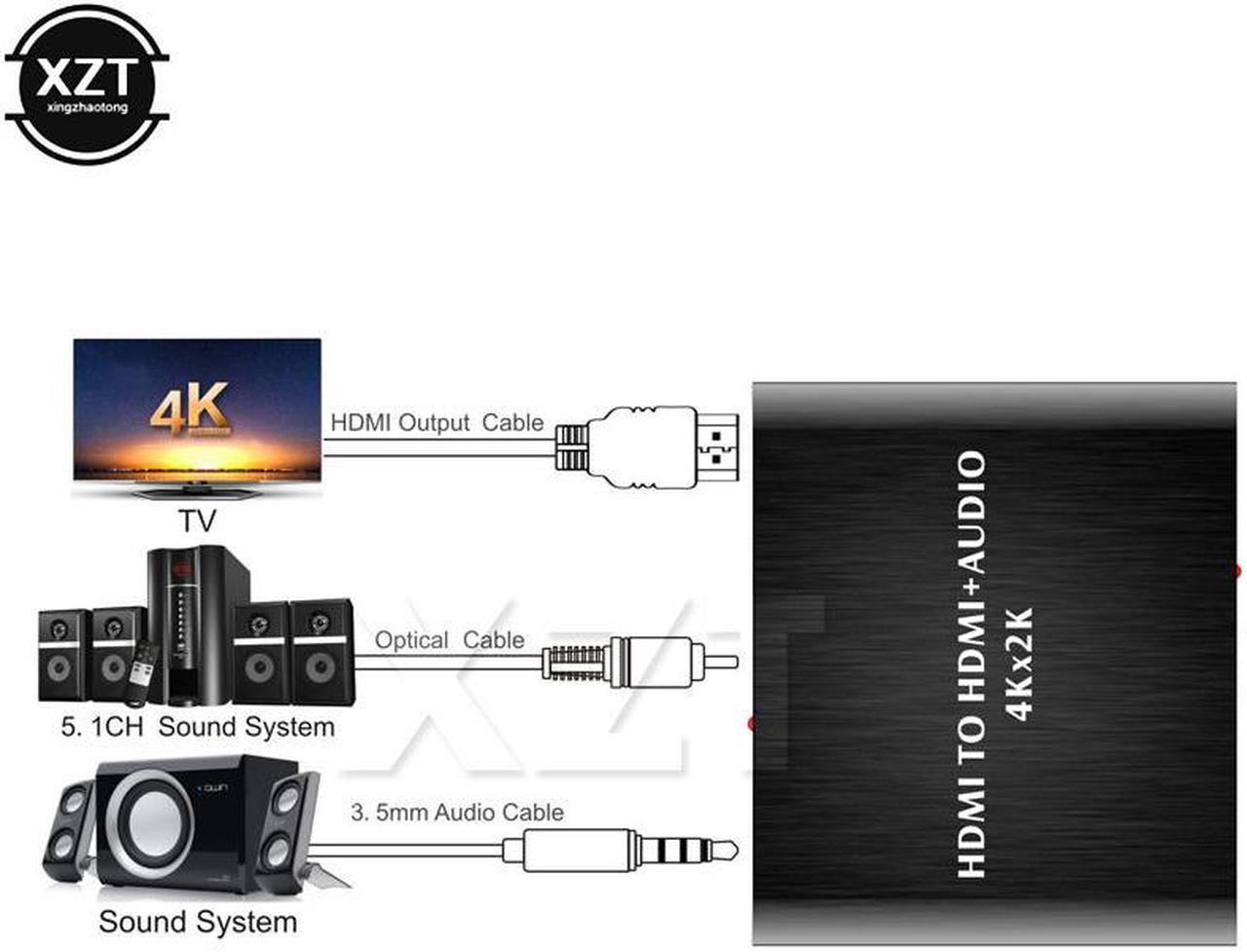 1Pcs HDMI audio extractor HDMI to HDMI Optical TO LINK SPDIF+3.5mm Stereo Audio Converter HDMI Audio Splitter Adapter