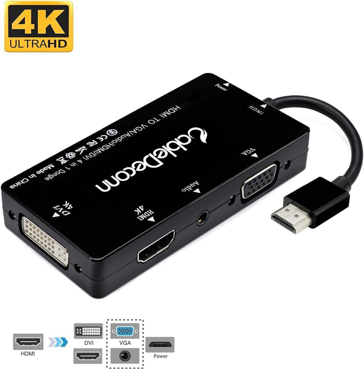 1Pcs HDMI Splitter to HDMI DVI VGA Audio Converter Gold plated Jack 4K for Laptop Computer HDTV PS3 Multiport 4 in 1 HDMI Adapter