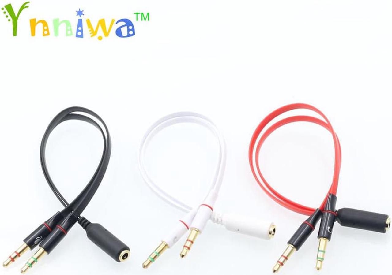 10pcs/lot 3.5mm 1 Female to 2 male AUX Audio Cable Mic Splitter Cable Earphone Headphone Adapter Cable for Phone pad Mobile