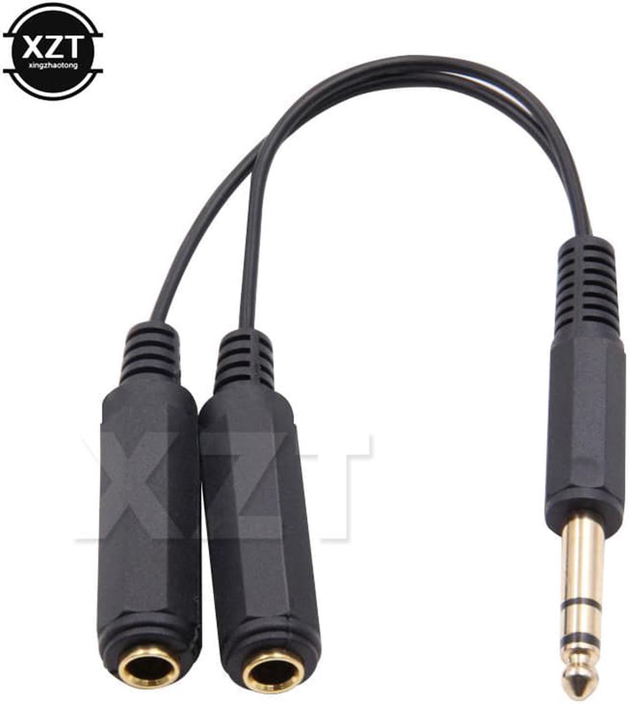 1Pcs 6.35 mm Male Stereo to 6.35 mm Double Female Adapter Jack 1/4 Audio Y Splitter Audio Cable 6.35 to 2*6.35 Connector