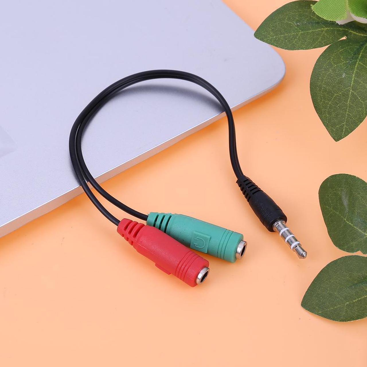 Alt view image 2 of 6 - 2pcs 3.5mm 1 Male to 2 Female Y Splitter Audio Extension Cable Earphone Microphone Adapter Cable Cord Wire for Phone Karaoke