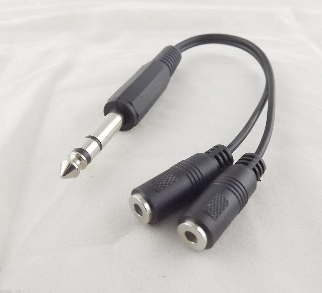 10pcs 6.35mm 1/4" Male To Dual 3.5mm Female Stereo Audio Y Splitter Adapter Cable 20cm