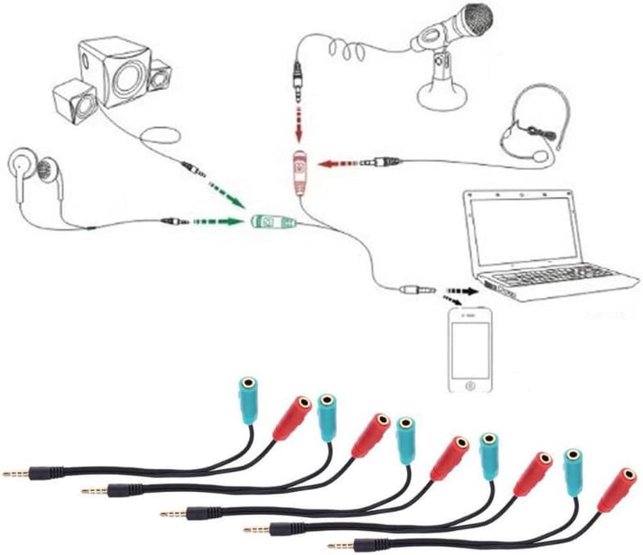 Alt view image 3 of 6 - 5pcs 2 In 1 Splitter 4 Pole 3.5mm Headphone Splitter Audio Cable 3.5mm Male To 2 Female Jack 3.5mm Splitter Adapter Aux Cable