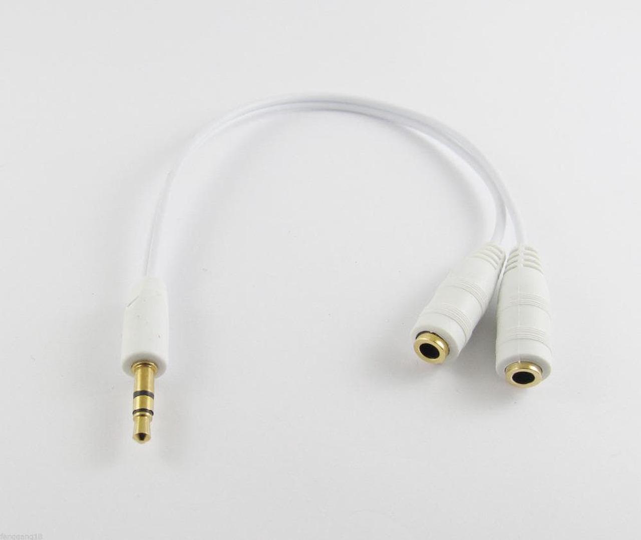 10pcs White 3.5mm 1/8" AUX Stereo Audio Headphone Y Splitter Adapter Cable for Mp3 MP4 20cm