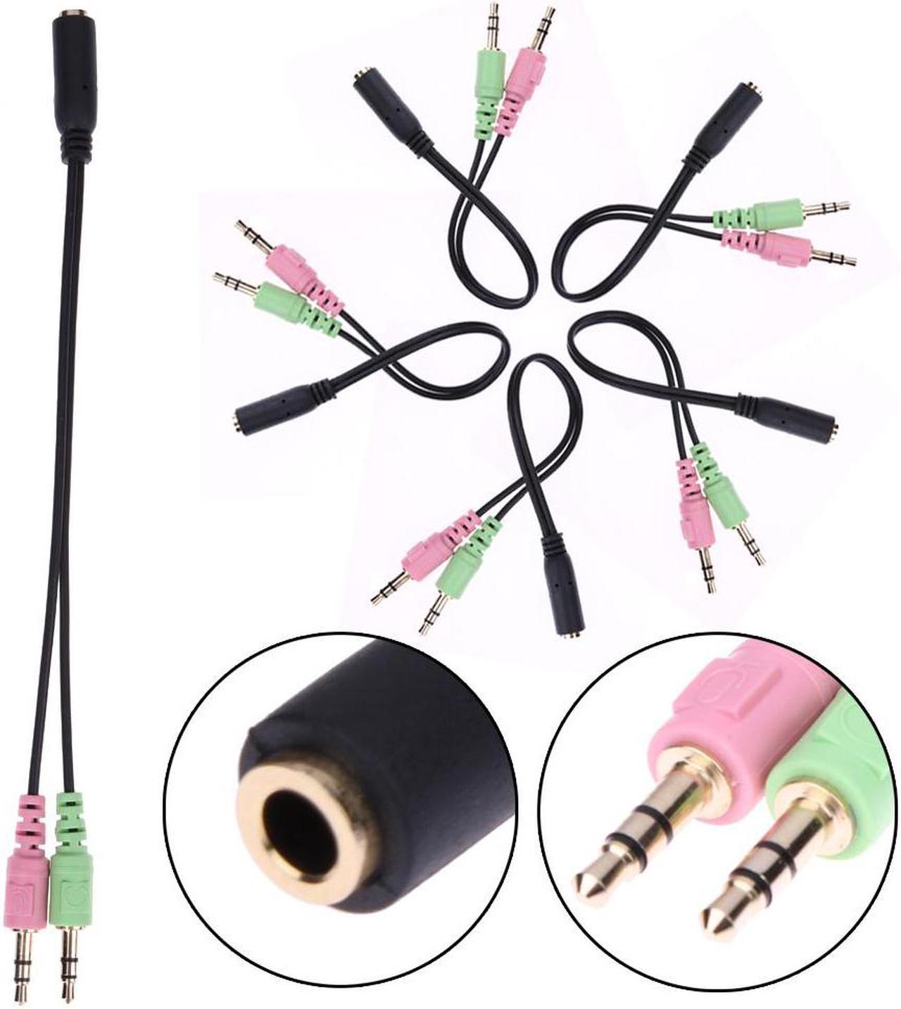 1Pcs 3.5mm Stereo Audio Female to 2 Male Headphone Mic Y Splitter Cable Adapter For Computer Audio Or Mic Or Phone Headset