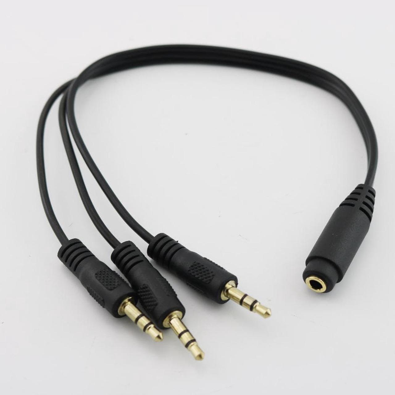 Gold Plated 3.5mm TRS Stereo Female 3 Pole Jack to 3x 1/8" 3 Pole Male Plug Audio Headphone Adapter Splitter Cable 30cm/1ft (1pcs)