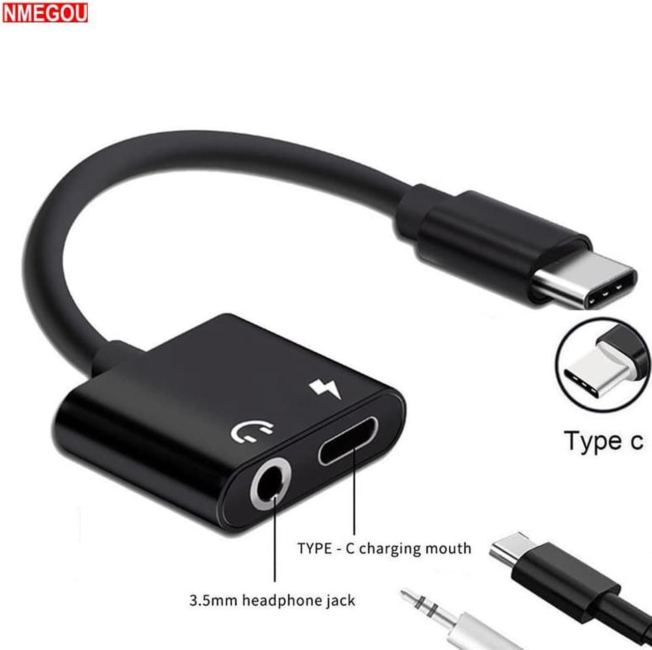 1Pcs 2 In 1 Type C To 3.5 Mm Audio Headphone Jack Charging Adapter Converter for Huawei P20 Pro Mate 10 Lite Type C Splitter Cable