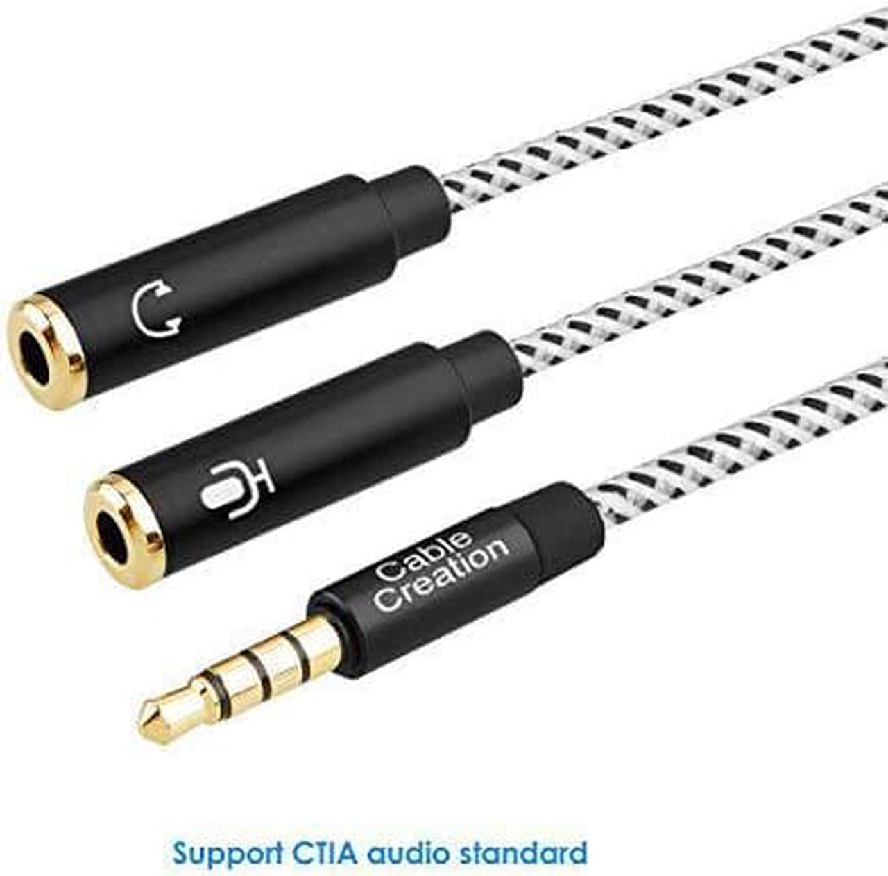 1Pcs JORINDO 3.5mm Male to Dual 3.5mm Female Headphone Microphone Stereo Audio Y Splitter Cable 3.5mm Jack CTIA to OMTP Adapter,0.2 M