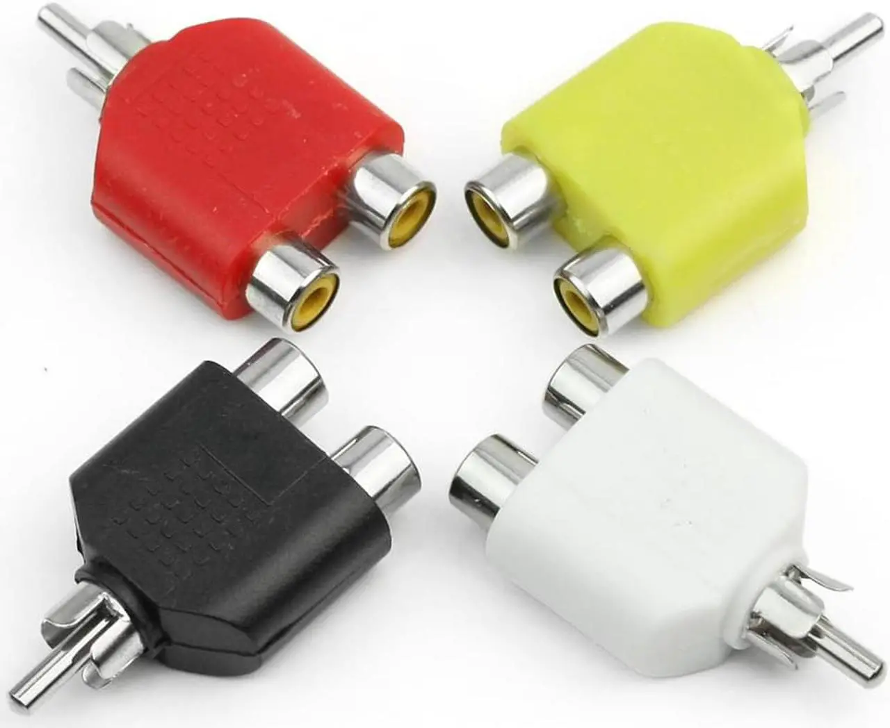 Main image of 1Pcs 4 x RCA Jack Y Splitter Plug Adapter 1 Male to 2 Female For Audio Video AV TV Cable Converter Durable randomly send GT