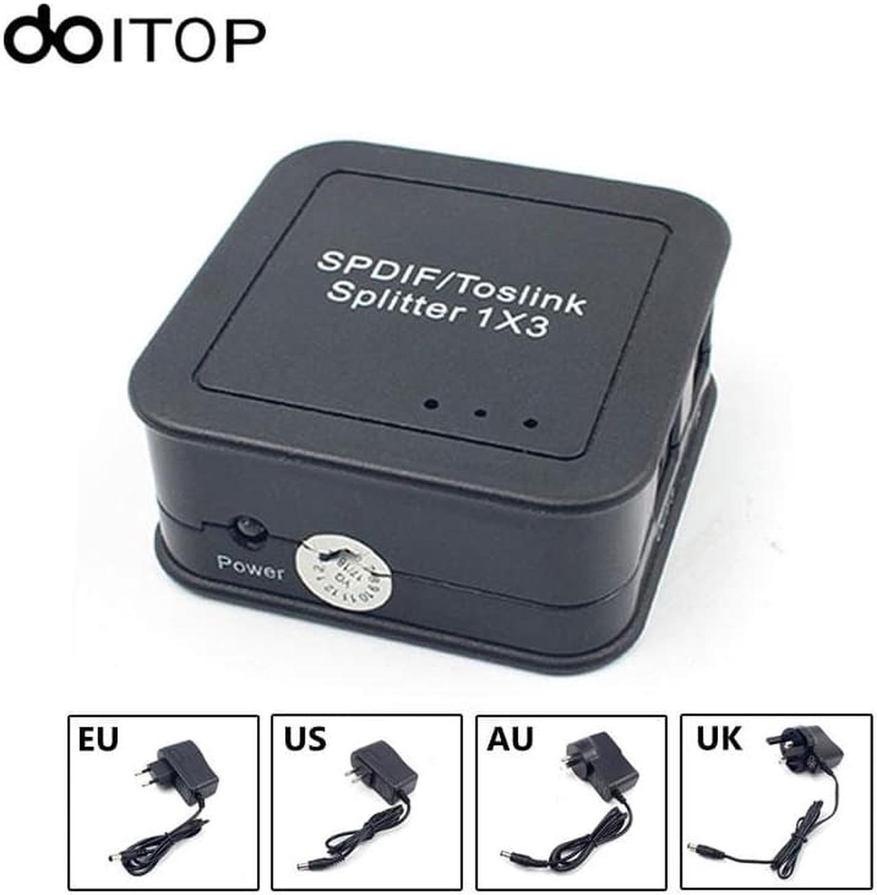 1Pcs DOITOP Mini TOSLINK SPDIF 1x3 Digital Fiber Optic Splitter 1 Input 3 Audio Output Splitter Adapter