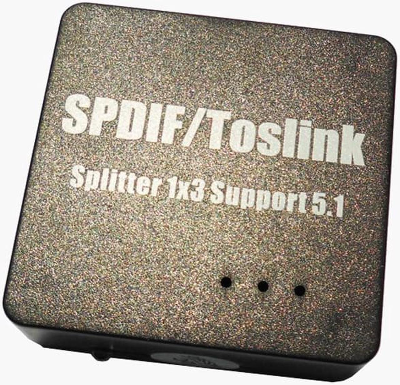 1Pcs SPDIF TOSLINK Digital Optical Audio Splitter Amplifier 1X3 Supports 5.1 Switch with Power Adapter,