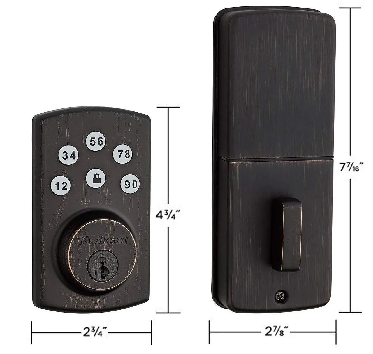 Alt view image 4 of 10 - Kwikset 907 Powerbolt 2.0 Electronic Deadbolt & SmartKey in Venetian Bronze