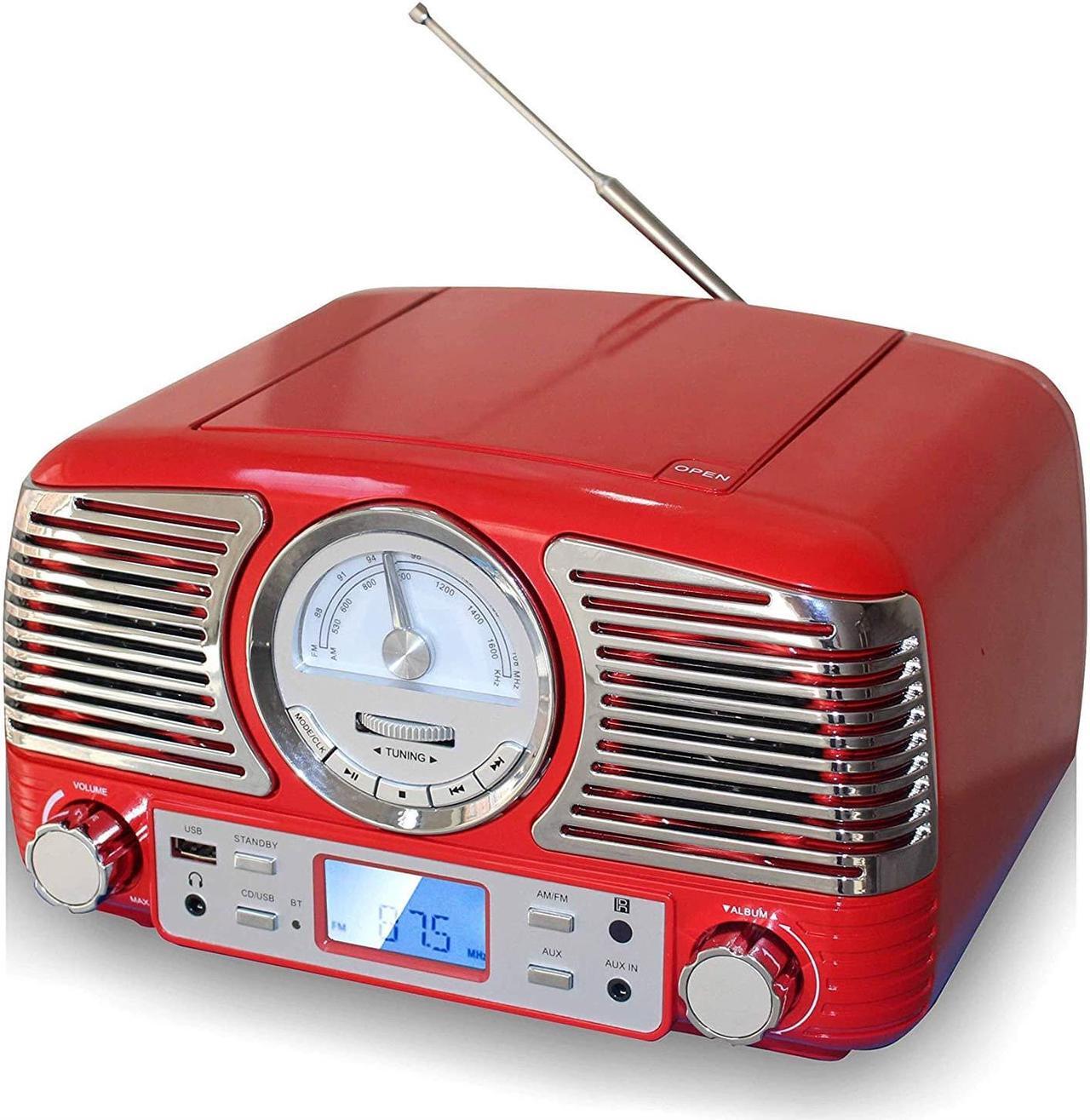 Alt view image 3 of 3 - Techplay Qt62bt Red, Retro Design Compact Stereo Cd, With Am/fm