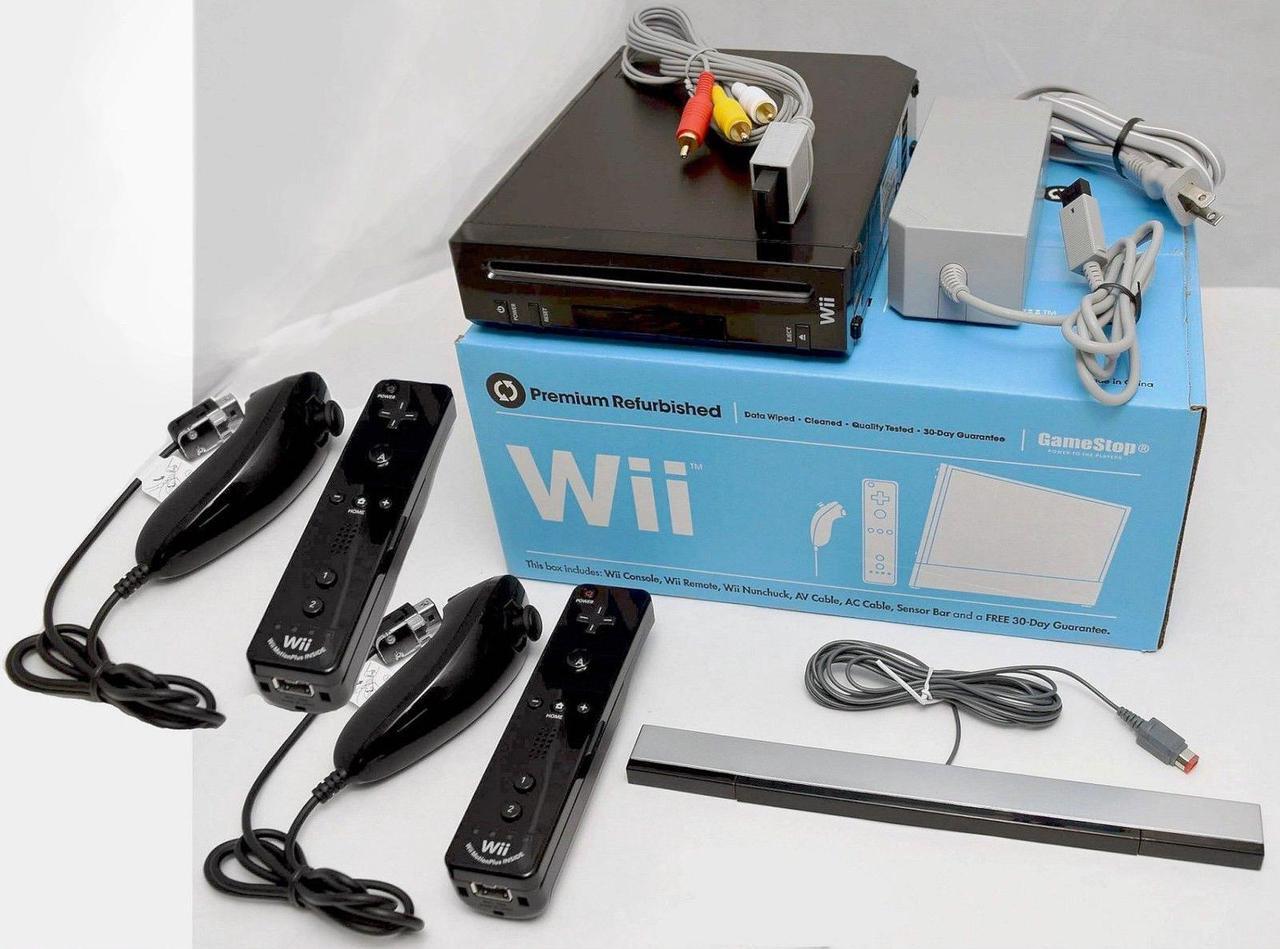 Main image of Nintendo Wii Video Game System 2-REMOTE Bundle RVL-001 GameCube Console BLACK