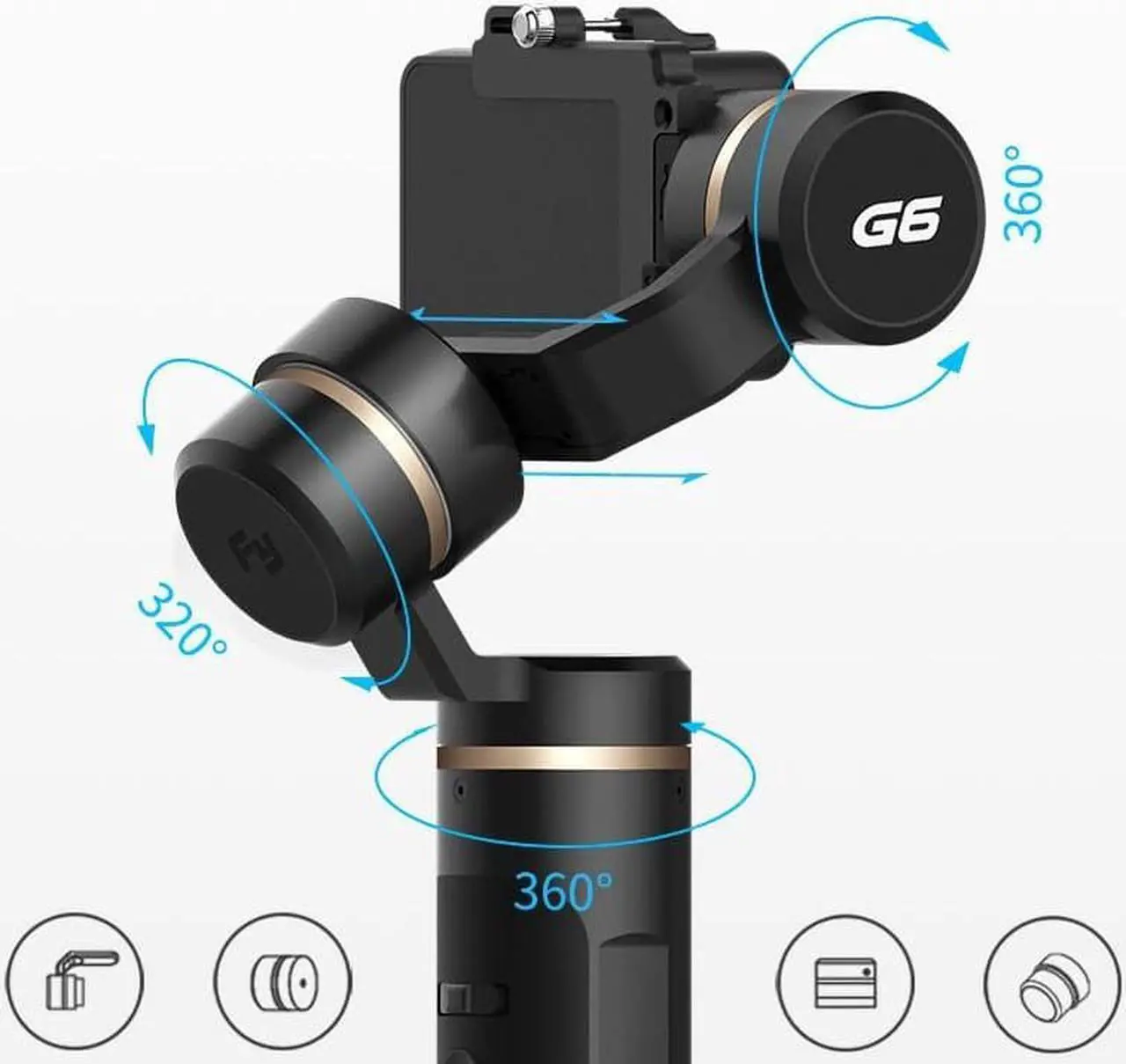 Alt view image 5 of 6 - FeiyuTech G6 3-Axis Splash-Proof Handheld Gimbal Stabilizer for GoPro Hero 6/5/4 and Other Action Cameras