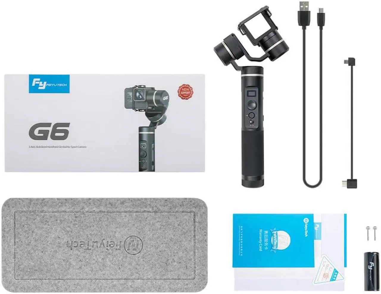 Alt view image 6 of 6 - FeiyuTech G6 3-Axis Splash-Proof Handheld Gimbal Stabilizer for GoPro Hero 6/5/4 and Other Action Cameras