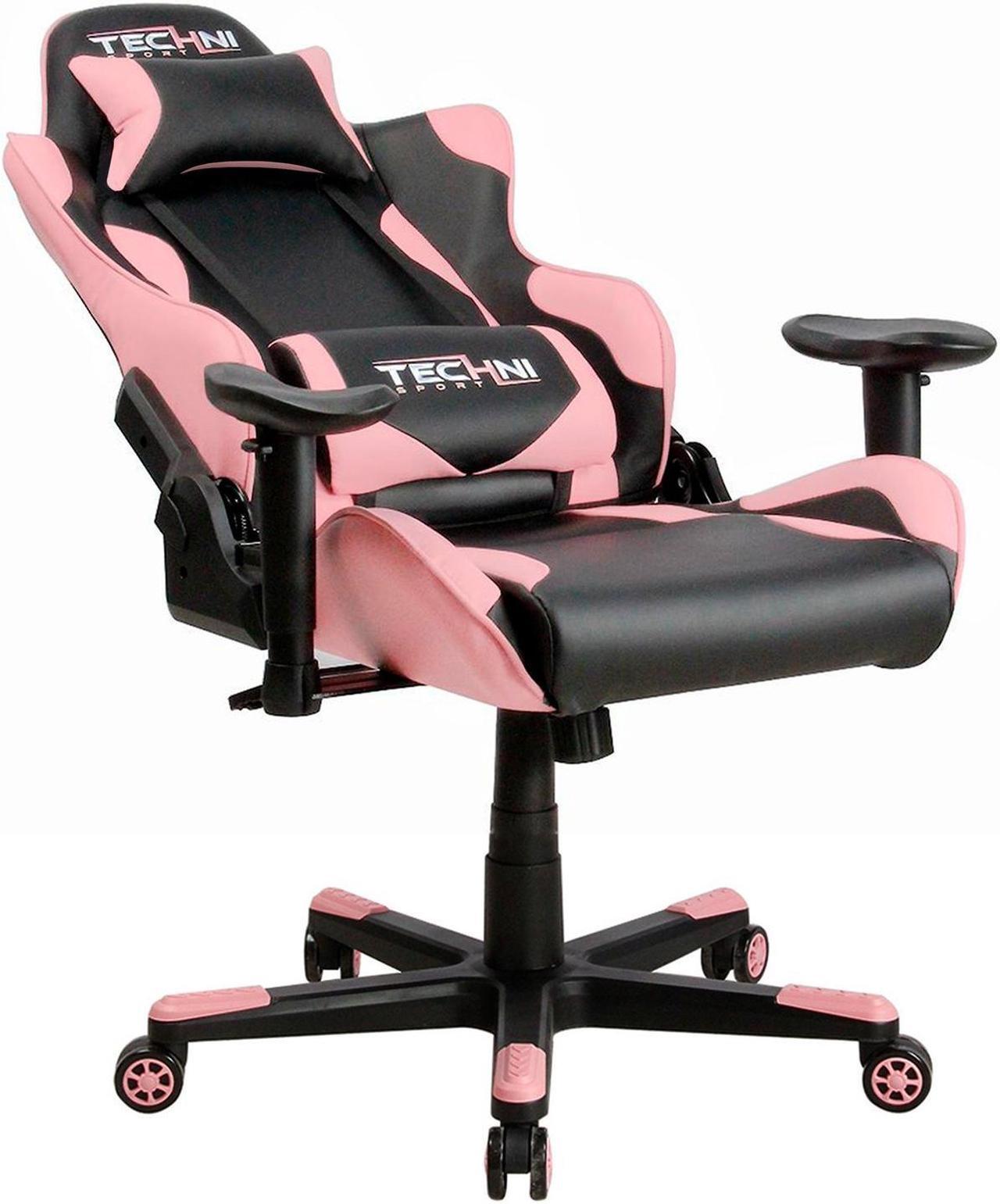 Alt view image 20 of 20 - Techni Sport TS43 High Back Racing Chair with Padded Arms, PC Gaming Chair with Height and Tilt Adjustment, Pink