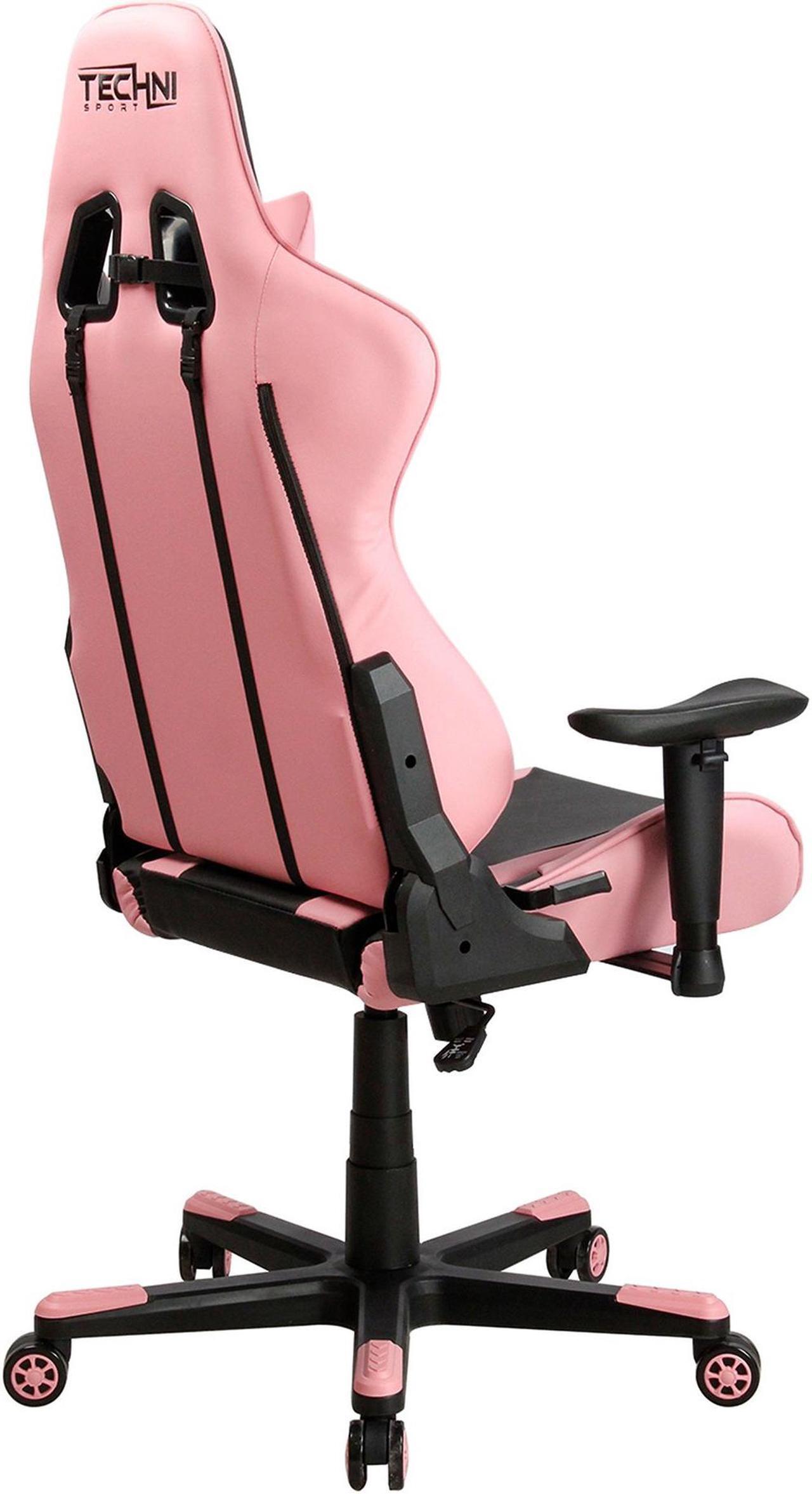 Alt view image 19 of 20 - Techni Sport TS43 High Back Racing Chair with Padded Arms, PC Gaming Chair with Height and Tilt Adjustment, Pink