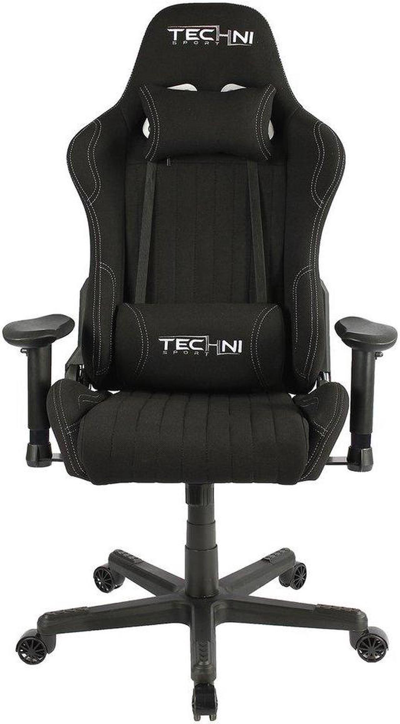 Alt view image 2 of 20 - Gaming Chair - Techni Sport TS-F44 - BLACK Fabric Ergonomic High Back Racer Style PC / Console Video Gaming / Study