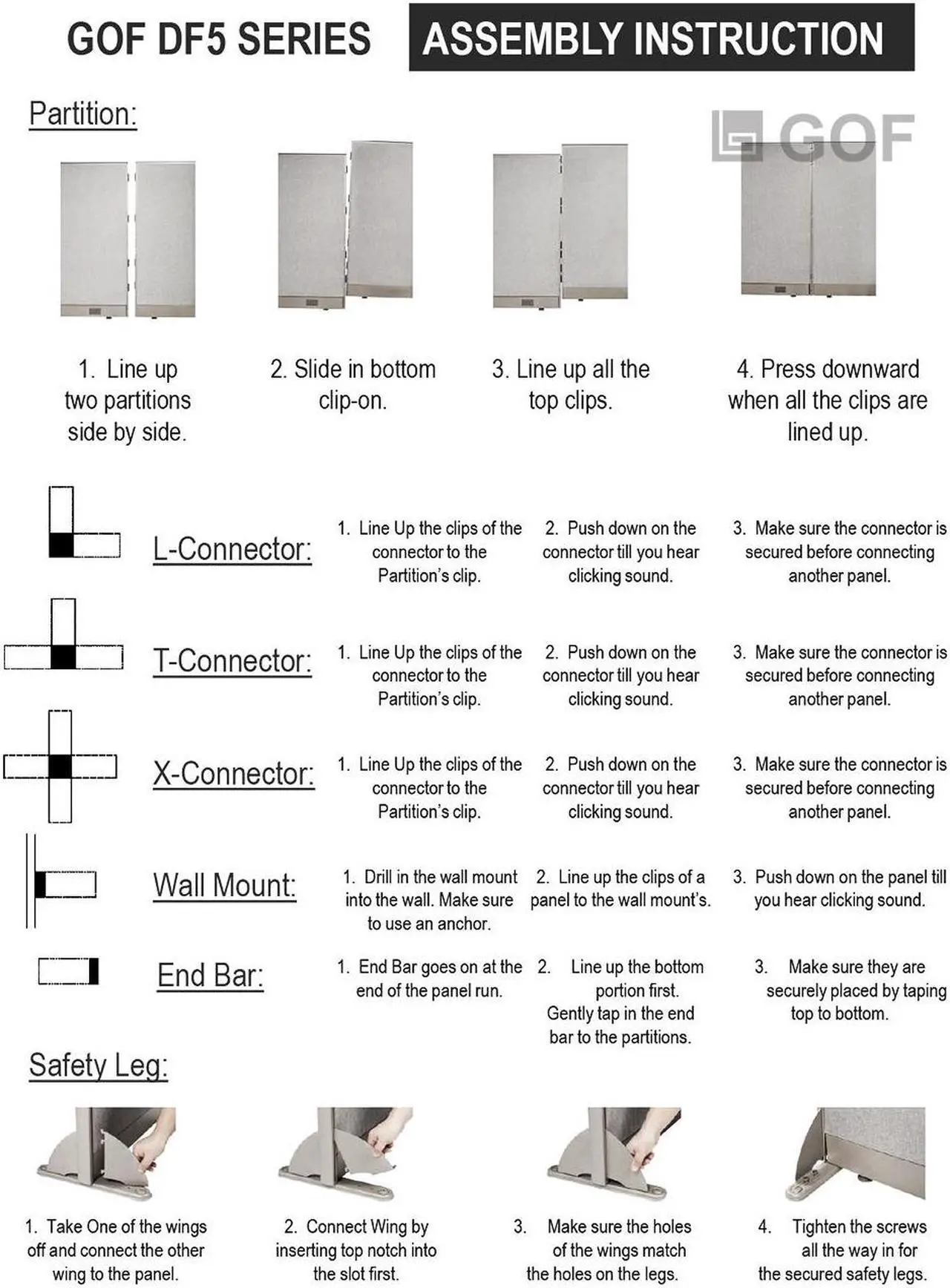 Alt view image 7 of 7 - GOF L-Shaped Office Partition Set, Freestanding Privacy Wall/ Cubicle/ Workstation/ Room Divider (36"D x 96"W x 60"H)