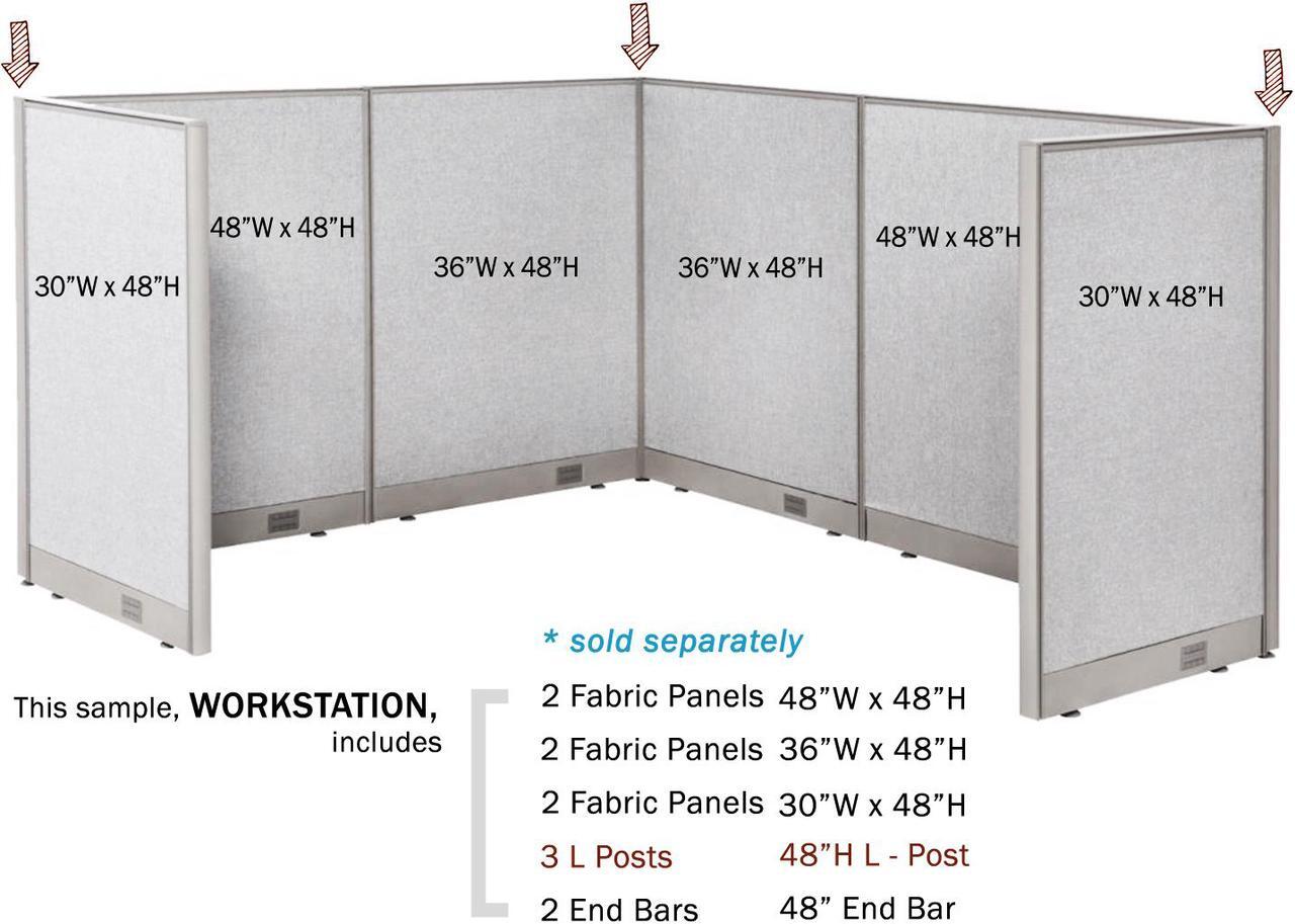 Alt view image 6 of 7 - GOF Office Partition Connectors/Posts for L-Shaped Freestanding Privacy Wall Panels, Full Fabric Room Dividers, Custome Built Cubicle Workstations, Parts & Accessories (60" H, L-Post)