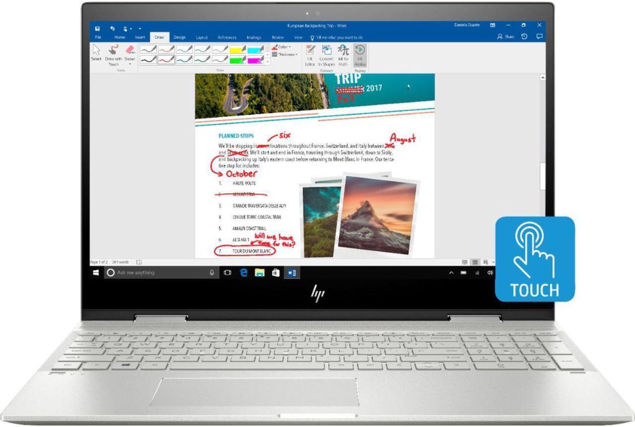 Main image of HP Envy X360 2-in-1 Laptop PC - Intel Core i5-8250U 1.60GHz, 8GB RAM, 256GB SSD, 15.6" IPS Touch Display, UHD Graphics 620, Backlit Keyboard, Fingerprint reader, Bluetooth,  Webcam, Win 10 Home 64-bit