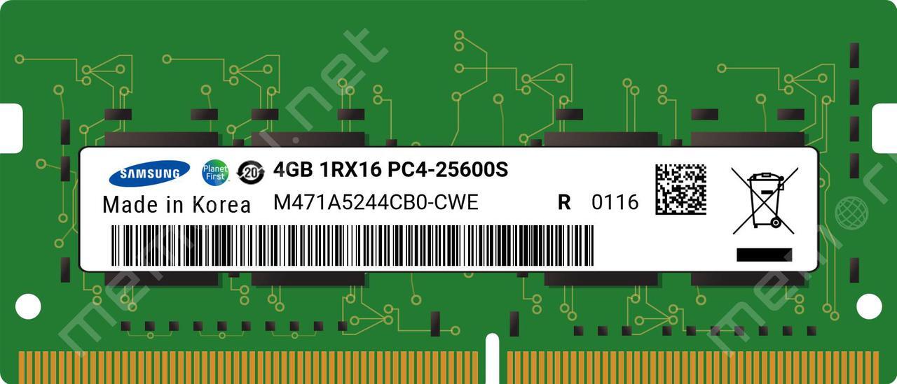 Main image of M471A5244CB0-CWE - Samsung 1x 4GB DDR4-3200 SODIMM PC4-25600S Single Rank x16 Module
