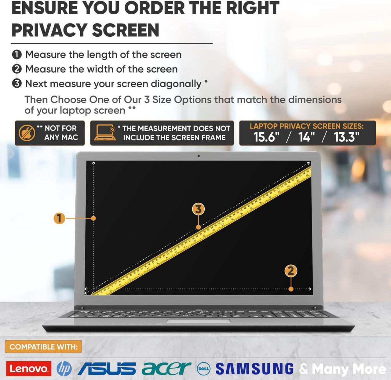 Alt view image 2 of 6 - Laptop Privacy Screen 15.6 inch 16:9 Ratio - Anti Glare Screen Protector