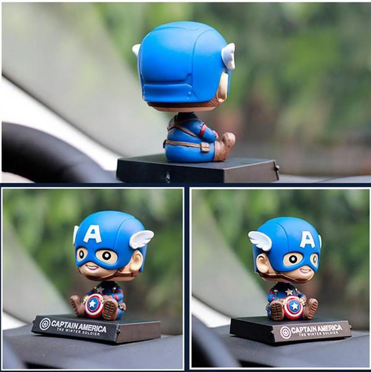 Alt view image 2 of 5 - Cute Mini 10cm Captain America Car Decoration Creative Cartoon Phone Stand Holder (Color: Blue)