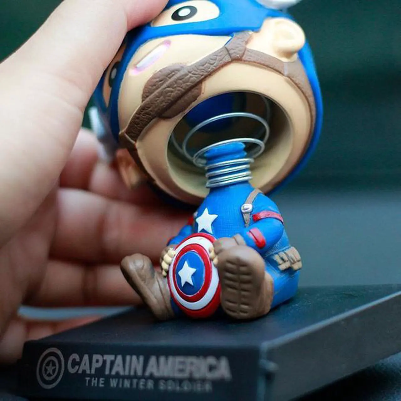 Alt view image 5 of 5 - Cute Mini 10cm Captain America Car Decoration Creative Cartoon Phone Stand Holder (Color: Blue)