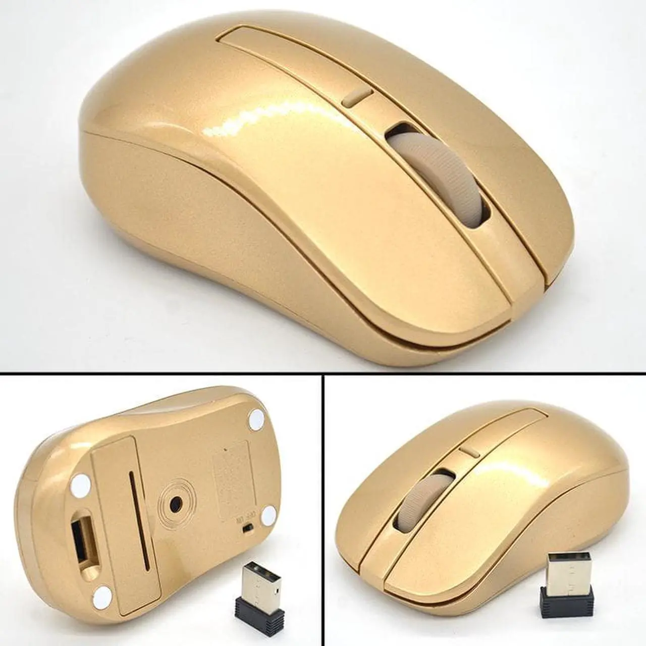 Alt view image 6 of 6 - Popular Golden Mice 2.4GHZ Gold Wireless Mouse Wifi Gaming Mouse for Laptop PC Computer Gamer Loved