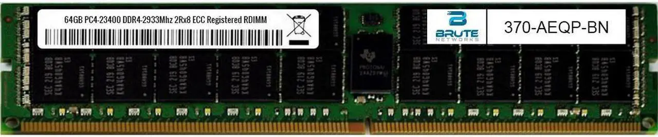 Main image of 370-AEQP - Dell Compatible 64GB DDR4-2933Mhz 2Rx8 ECC Registered RDIMM