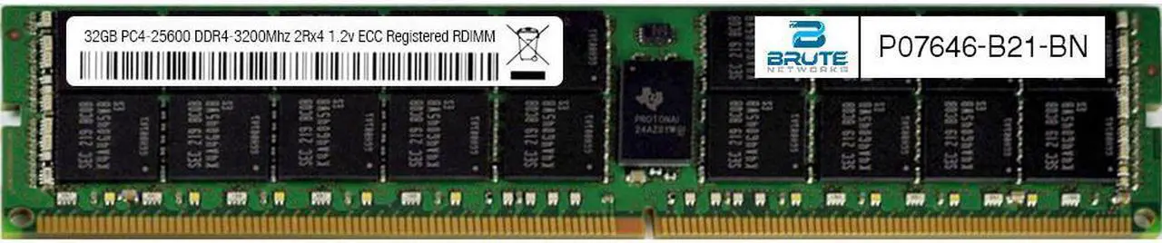 Main image of P07646-B21 - HP Compatible 32GB PC4-25600 DDR4-3200Mhz 2Rx4 1.2v ECC Registered RDIMM
