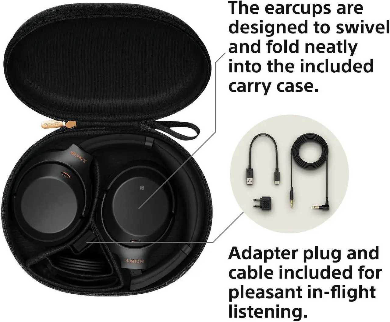 Alt view image 12 of 20 - Sony WH-1000XM3/B Wireless Industry-Leading Noise-Cancelling Over-Ear Headphones (Black)