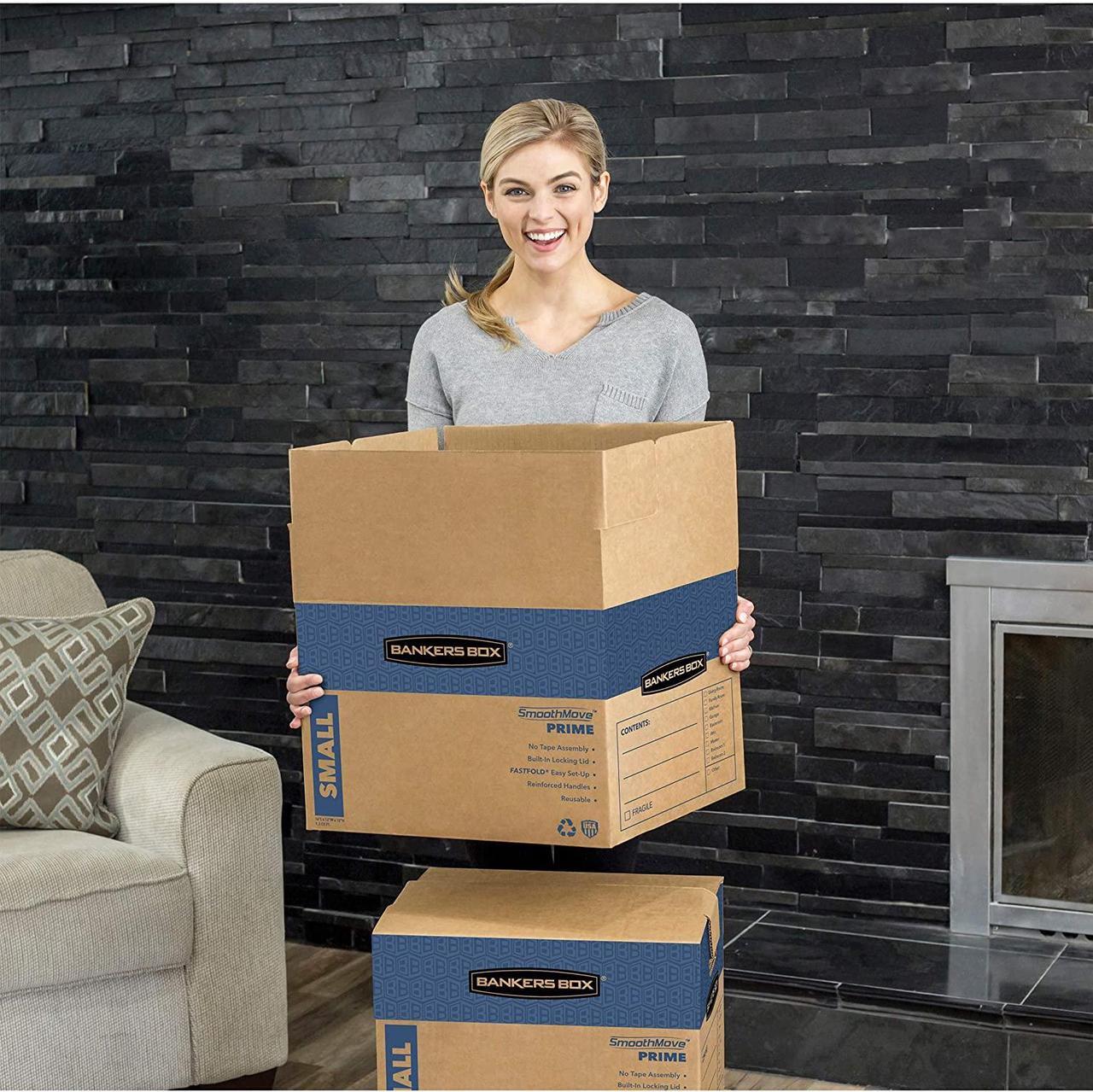 Alt view image 10 of 16 - Bankers Box SmoothMove Prime Medium Moving Boxes 18l x 18w x 16h Kraft/Blue 8