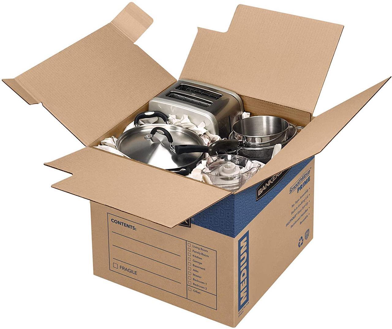 Alt view image 8 of 16 - Bankers Box SmoothMove Prime Medium Moving Boxes 18l x 18w x 16h Kraft/Blue 8