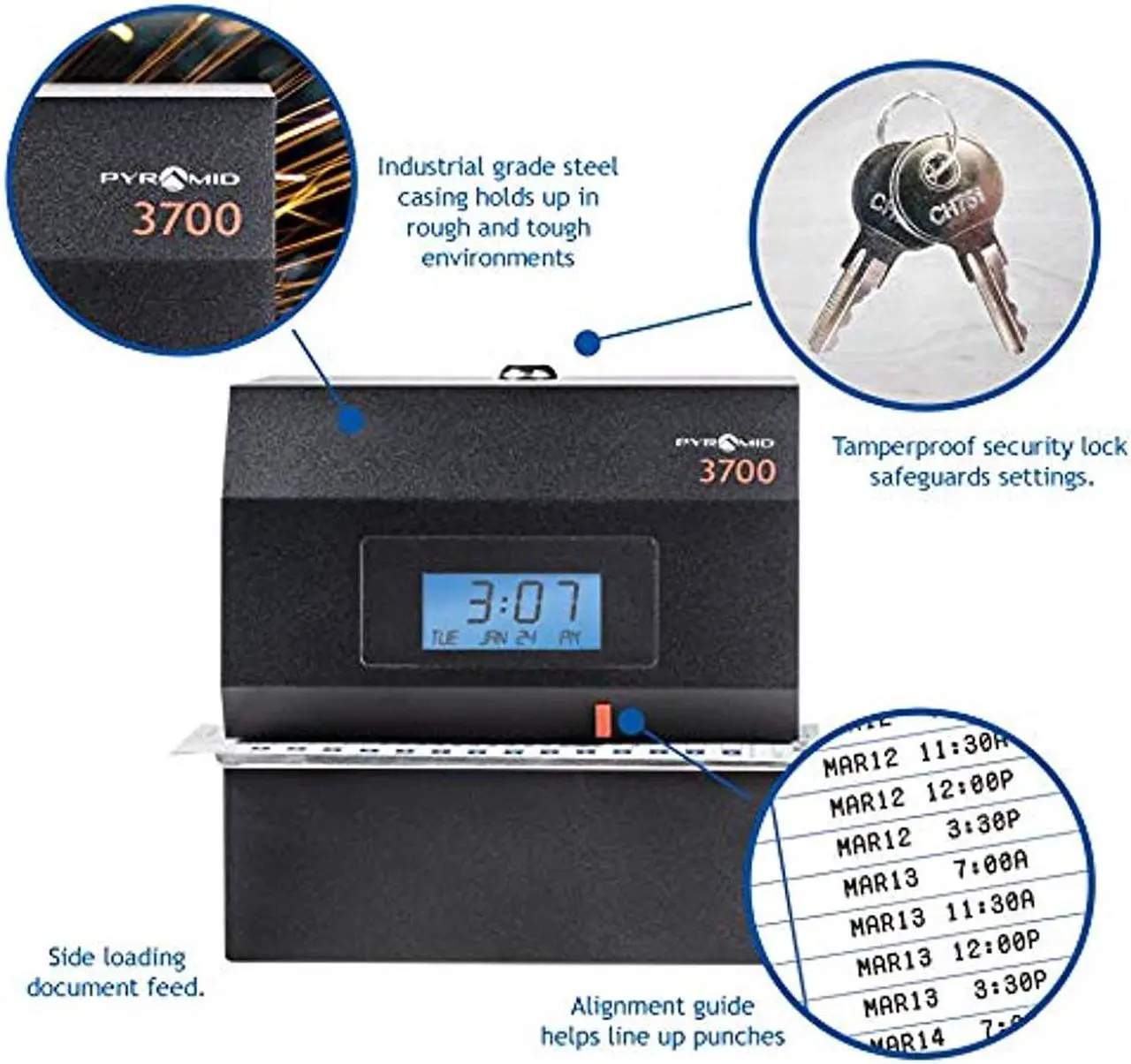 Alt view image 12 of 20 - PYRAMID 3700 Time Clock and Document Stamp,Digital,