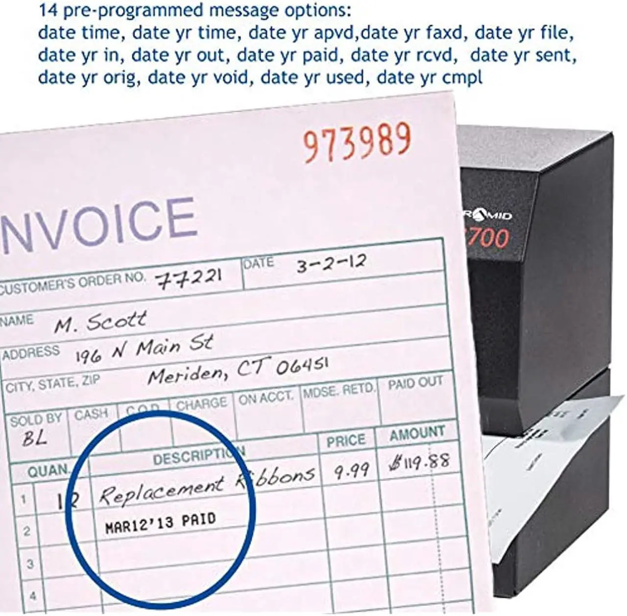 Alt view image 11 of 20 - PYRAMID 3700 Time Clock and Document Stamp,Digital,