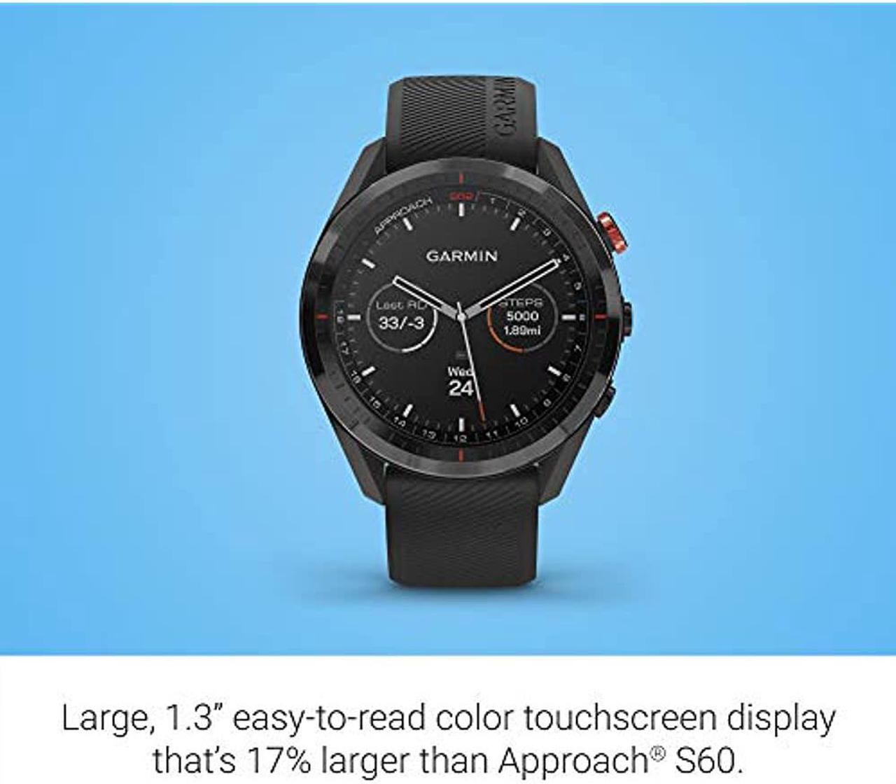 Alt view image 19 of 20 - Garmin Approach S62, Premium Golf GPS Watch,  Black Ceramic Bezel/Black Silicone Band  (010-02200-00)
