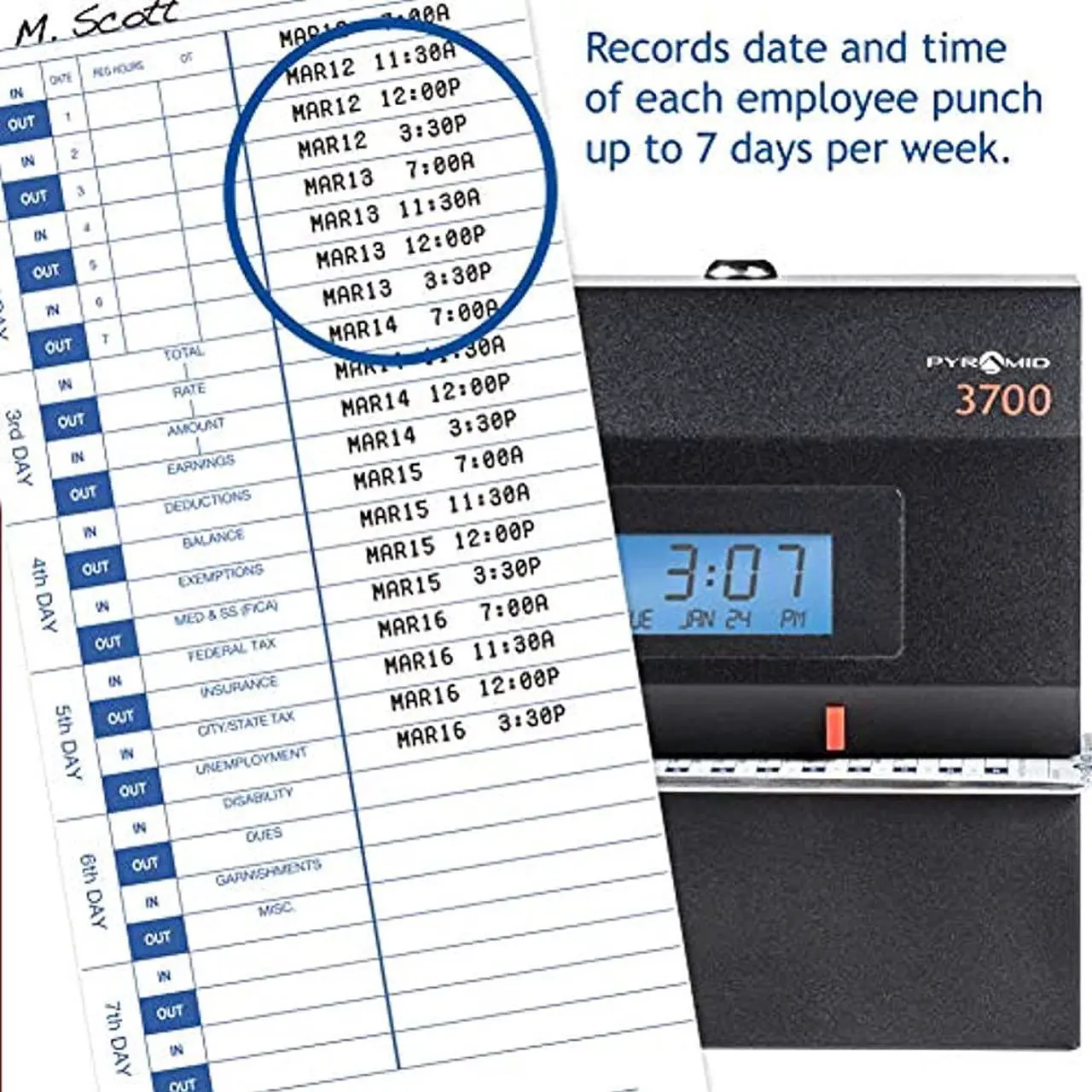 Alt view image 9 of 20 - PYRAMID 3700 Time Clock and Document Stamp,Digital,